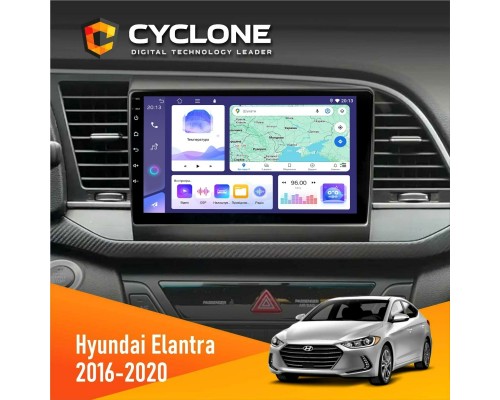 Штатна магнітола Hyundai Elantra 2016-2020 CAN Cyclone C9-011 4x64, DSP 