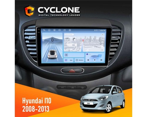 Штатна магнітола Hyundai I10 2008-2013 Cyclone C9-012 4x64 DSP 4G 