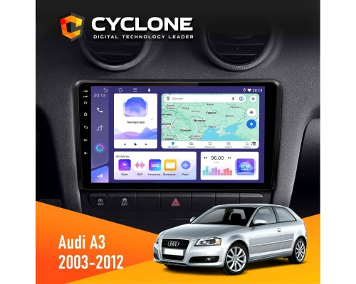 Штатна магнітола Audi A3 2003-2012 Cyclone C9-011 4x64, DSP 