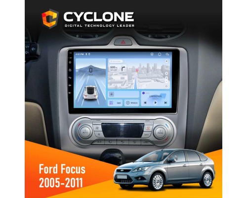 Штатна магнітола Ford Focus 2 2005-2011 Black Climate Cyclone C9-012 4x64 DSP 4G 