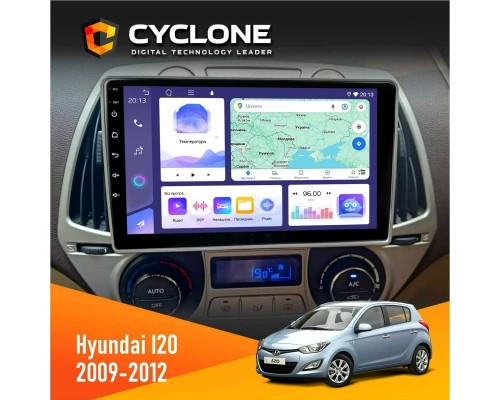 Штатна магнітола Hyundai I20 2009-2012 Climate Cyclone C9-011 4x64, DSP 