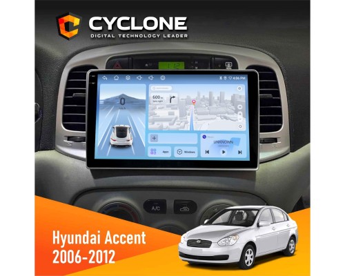 Штатна магнітола Hyundai Accent 2006-2012 Cyclone C9-012 4x64 DSP 4G 