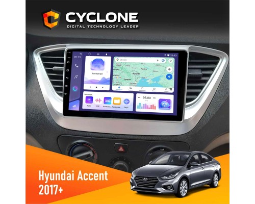 Штатна магнітола Hyundai Accent 2017 Cyclone C9-011 4x64, DSP 