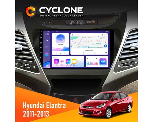 Штатна магнітола Hyundai Elantra 2011-2013 Cyclone C9-011 4x64, DSP 