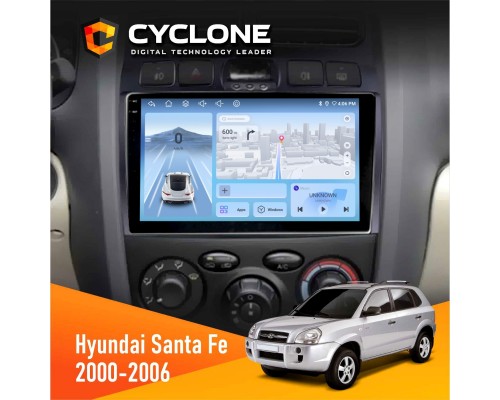 Штатна магнітола Hyundai Santa Fe 2000-2006 Cyclone C9-012 4x64 DSP 4G 
