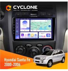 Штатна магнітола Hyundai Santa Fe 2000-2006 Cyclone C9-011 4x64, DSP