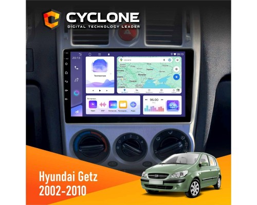 Штатна магнітола Hyundai Getz 2002-2010 Cyclone C9-011 4x64, DSP 