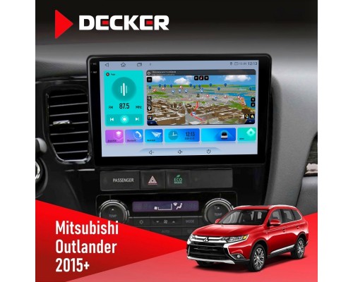 Штатна магнітола Mitsubishi Outlander 2015 Decker D10-009 4x64, DSP, 4G, 2k 