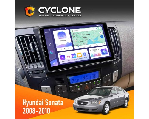 Штатна магнітола Hyundai Sonata 2008-2010 Climate Cyclone C9-011 4x64, DSP 