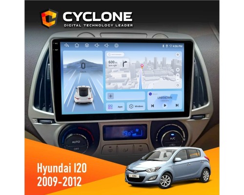 Штатна магнітола Hyundai I20 2009-2012 Climate Cyclone C9-012 4x64 DSP 4G 