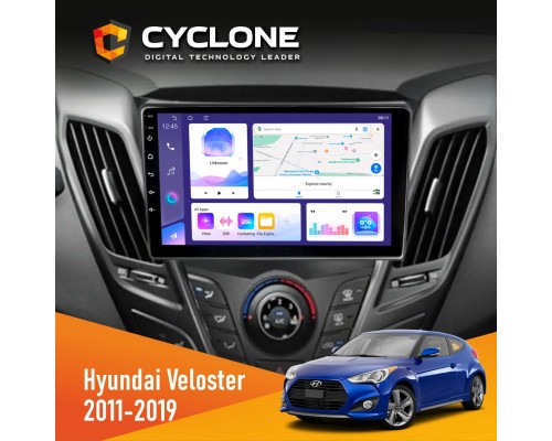 Штатна магнітола Hyundai Veloster 2011-2019 Cyclone C9-011 4x64, DSP 