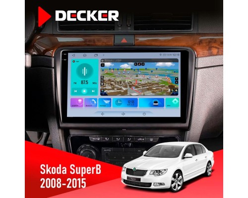 Штатна магнітола Skoda SuperB 2008-2015 Decker D10-009 4x64, DSP, 4G, 2k 