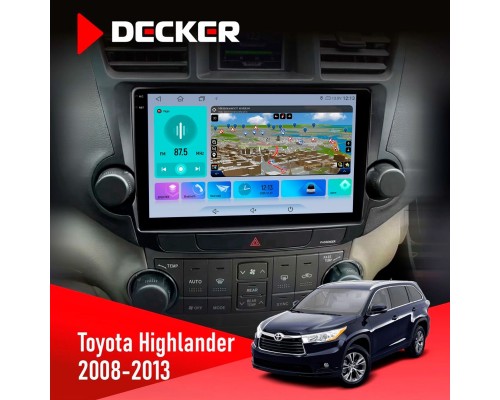 Штатна магнітола Toyota Highlander 2008-2013 Decker D10-009 4x64, DSP, 4G, 2k 