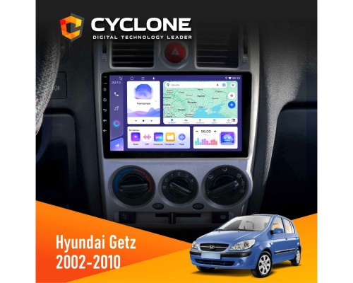 Штатна магнітола Hyundai Getz 2002-2010 Black Cyclone C9-011 4x64, DSP 