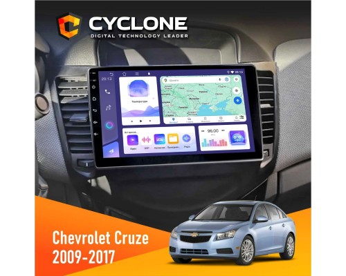 Штатна магнітола Chevrolet Cruze 2009-2018 Cyclone C9-011 4x64, DSP 