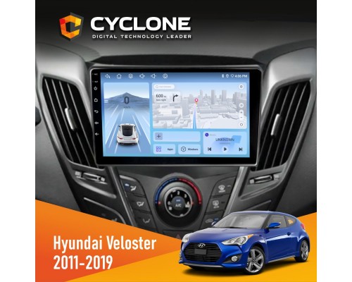 Штатна магнітола Hyundai Veloster 2011-2019 Cyclone C9-012 4x64 DSP 4G 