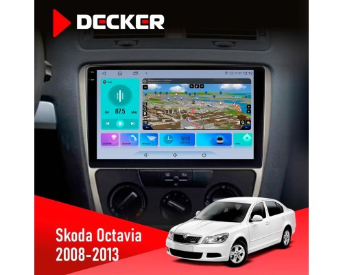 Штатна магнітола Skoda Octavia A5 2008-2013 Silver Decker D10-009 4x64, DSP, 4G, 2k 