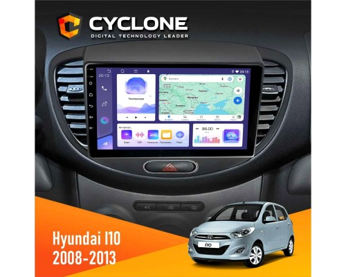 Штатна магнітола Hyundai I10 2008-2013 Cyclone C9-011 4x64, DSP 