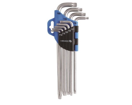 Набір Г-подібних подовжених ключів TORX HOEGERT 10 - 50 (HT1W818)