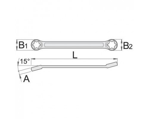 Ключ накидний плаский з профілем TORX з вигином UNIOR Е14 х Е18 (182/2BTX)