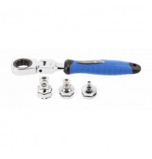 Ключ з трищіткою та шарніром, зі змінними адаптерами HOEGERT 1/2". 3/8" 1/4" (HT1R395)