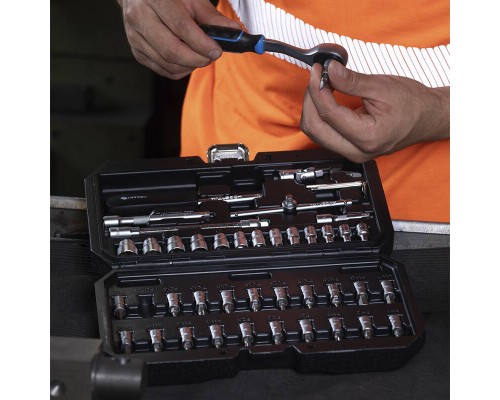 Набір інструментів, 46 шт., 1/4" HOEGERT SL/PH/PZ/TORX/HEX (HT1R216)