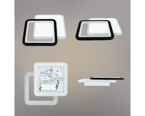 Керований світлодіодний світильник бра VIVA 28W 2S-ON/OFF-250×200×40-WHITE/BLACK-220-IP20