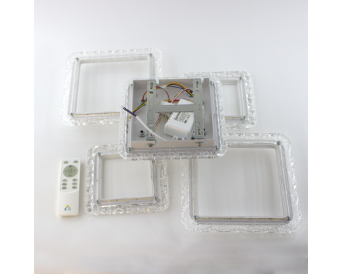 Керована світлодіодна люстра OVAL ICE RGB 75W 5S APP-725×500×93-WHITE/CLEAR-220-IP20