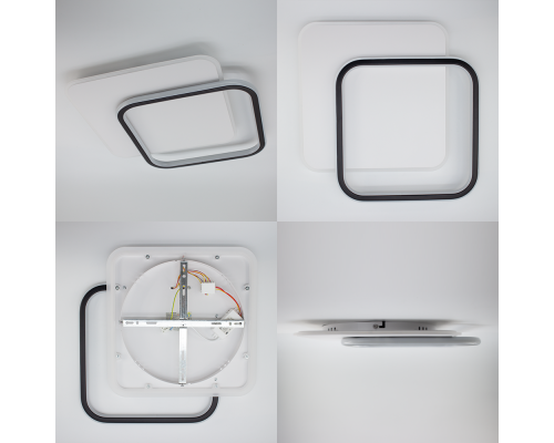 Керована світлодіодна люстра STANDART 80W 2S-ON/OFF-475×475×50-WHITE/BLACK-220-IP20