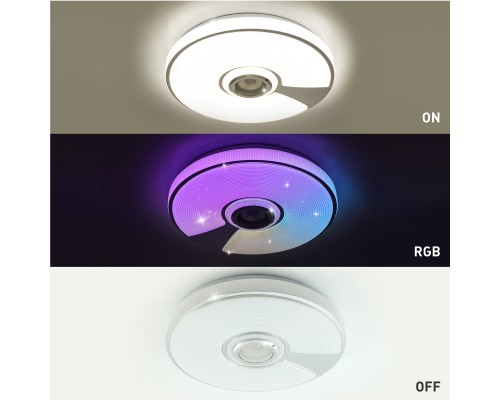 Керована МУЗИЧНА світлодіодна люстра SONG RGB 60W R-SMART-380×70-WHITE/CHROME/SHINY-220-IP20