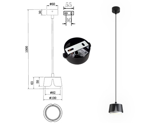 Світильник TELA 1xGX53-R-100x1000-BLACK/WHITE-220-IP20