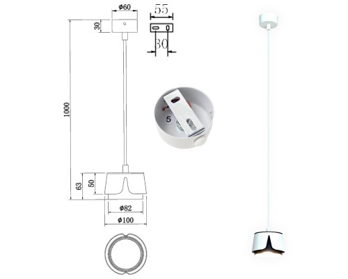 Світильник TELA 1xGX53-R-100x1000-WHITE/BLACK-220-IP20