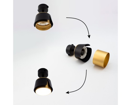 Світильник TELA 1xGX53-R-DL-100x135-BLACK/GOLD-220-IP20