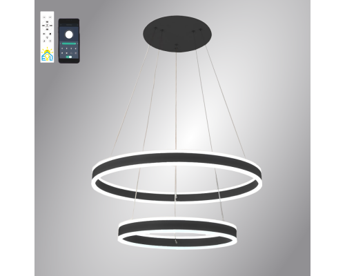 Керована світлодіодна люстра STELLA 160W 2R APP-600×1200-BLACK-220-IP20