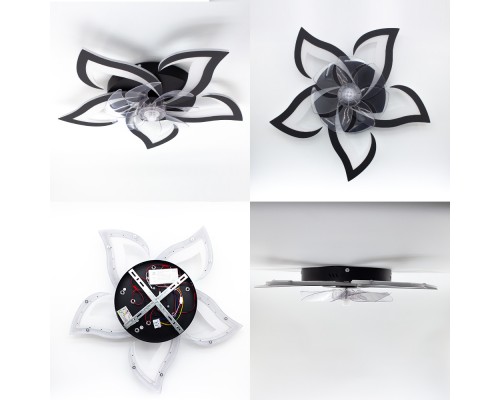 Керована світлодіодна люстра з вентилятором FAN ELLA 72W+18W 5F APP-680×120-BLACK/WHITE-220-IP20