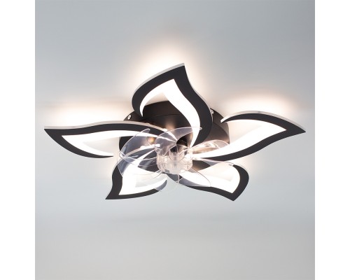 Керована світлодіодна люстра з вентилятором FAN ELLA 72W+18W 5F APP-680×120-BLACK/WHITE-220-IP20