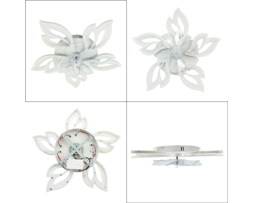 Керована світлодіодна люстра з вентилятором FAN ASTRA 85W+18W 5F APP-680×120-WHITE/CLEAR-220-IP20