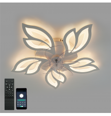 Керована світлодіодна люстра з вентилятором FAN ASTRA 85W+18W 5F APP-680×120-WHITE/CLEAR-220-IP20