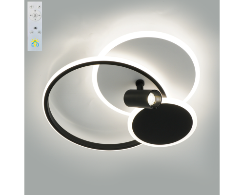 Керована світлодіодна люстра ECLIPSE 75W 3R 1LR-480×425×130-WHITE/BLACK-220-IP20