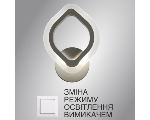 Накладний світлодіодний світильник бра AZALIA 12W R-ON/OFF-170×230×45-WHITE/WHITE-220-IP20