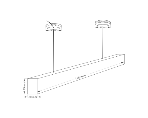 Підвісний світлодіодний світильник SOLO 40W ON/OFF-1185x50x75-BLACK-220-IP20