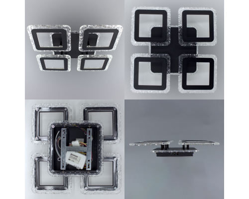 Керована світлодіодна люстра ROOM ICE RGB 70W 4S APP-385×385×75-BLACK-220-IP20