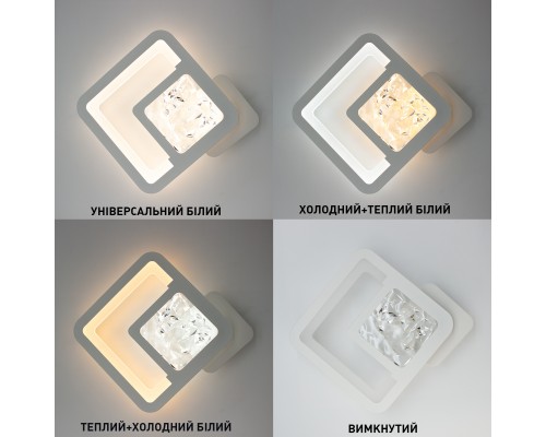 Накладний світлодіодний світильник бра TETRA ICE 13W S-288x255x46-WHITE-220-IP20