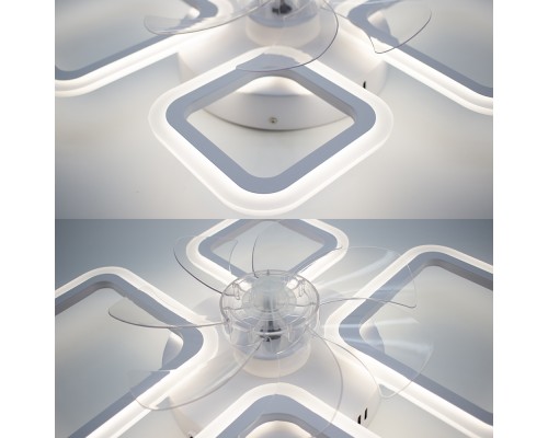 Керована світлодіодна люстра з вентилятором FAN OVAL 38W+15W 5F 645x500x125-WHITE-220-IP20