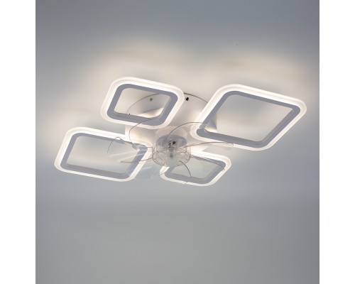 Керована світлодіодна люстра з вентилятором FAN OVAL 38W+15W 5F 645x500x125-WHITE-220-IP20