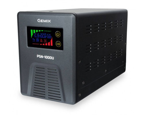 ДБЖ Gemix PSN-1000U LCD, 1000ВА/600Вт, 7/9/13A, 3xEURO Schuko 