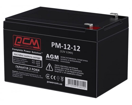 Акумулятор Powercom PM-12-12 (12v 12Ah) AGM 