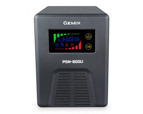 ДБЖ Gemix PSN-800U LCD, 800ВА/480Вт, 7/9/13A, 3xEURO Schuko 