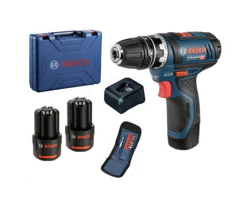 Шуруповерт акумуляторний + набір біт Bosch Professional GSR 12V-15 (12 В, 2х2 А*год, 30 Н*м) (060186810G)