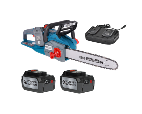Акумуляторна ланцюгова пила Konner & Sohnen KS CS40V-16 set (40 В, 4 А*год, 2×3.5 А, 400 мм)